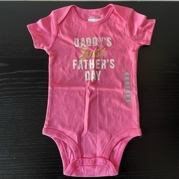 Carter’s Father’s Day Pink Gold Onesie 18 months - Picture 1 of 9